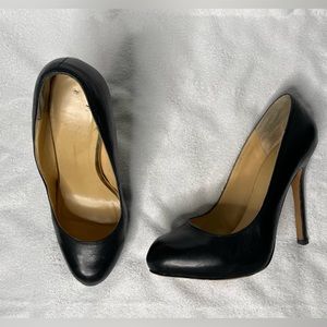 Black leather 4.5 inch heels